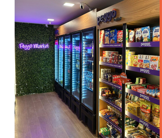 Franquia de mercado autônomo em condomínio com autoatendimento Peggô Market