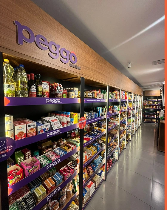 Franquia de mercado autônomo em condomínio com autoatendimento Peggô Market